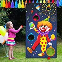 Los mejores  - Carnival Toss Games Clown Banner con 3 Bean Bags Circus Bean Bag Toss Juego para Las Actividades de la Fiesta de…